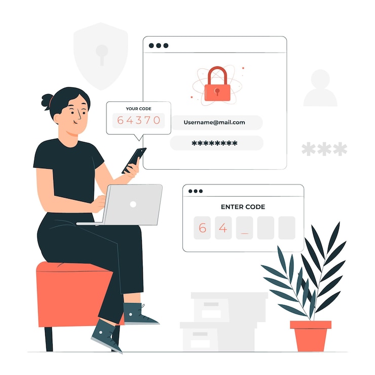 Vector two factor authentication concept illustration