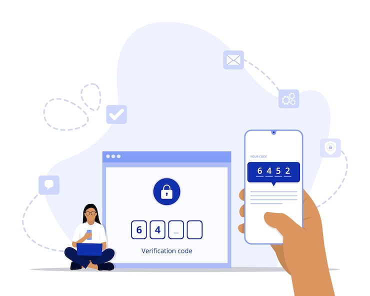 Vector two factor authentication concept illustration