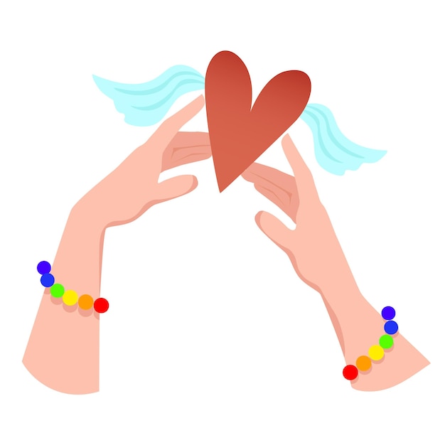 Vector two female hands holding a heart lgbt