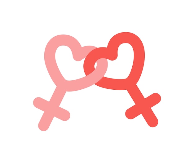 two female symbols in form of heart lesbian woman flat cartoon vector eps 10