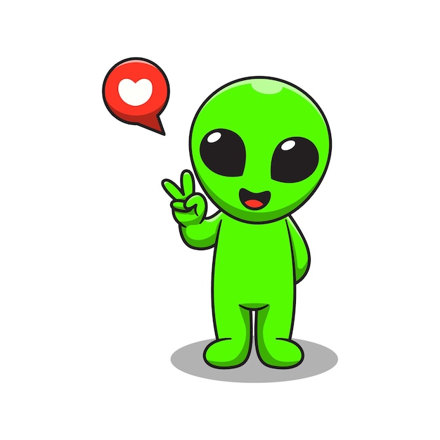 Two finger cute alien cartoon illustration