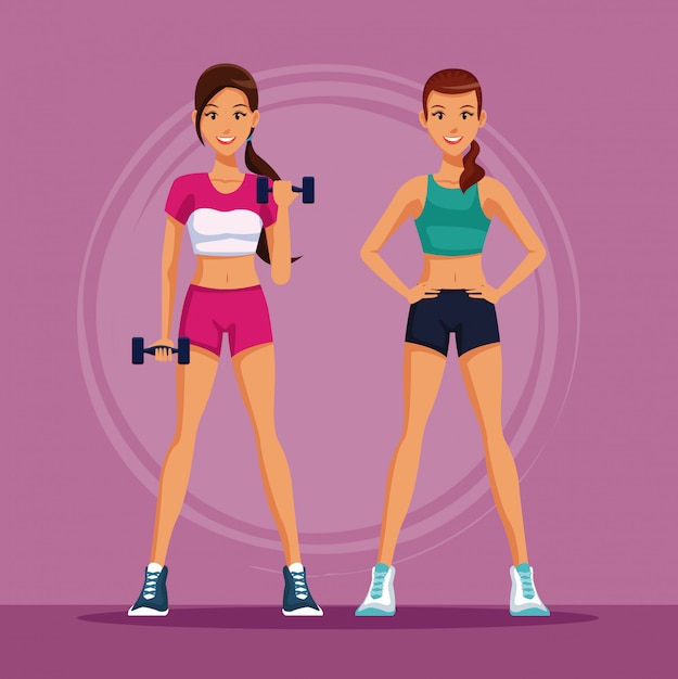 Two fitness womens with sport wear