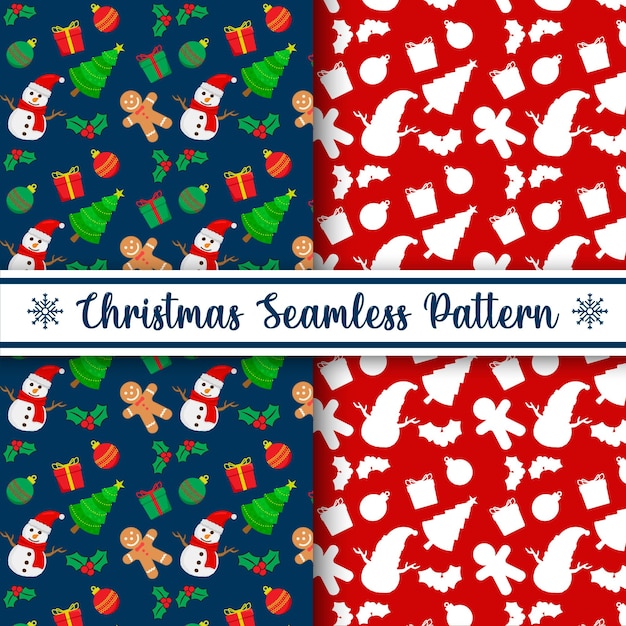 Two Flat seamless repeating Christmas pattern design