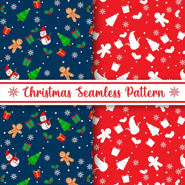 Two Flat seamless repeating Christmas pattern design