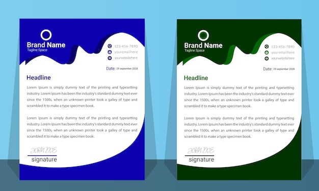 Two flyers for a brand name and a title page.