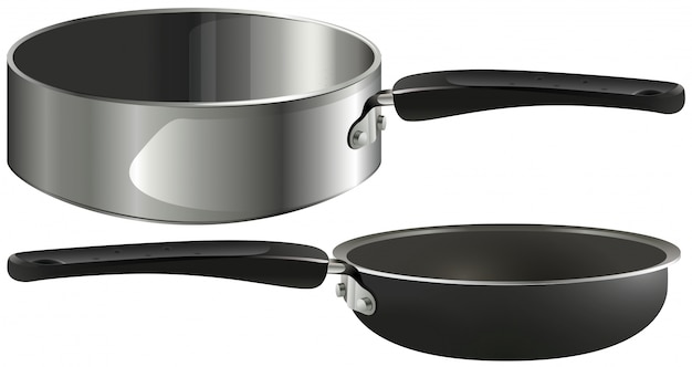 Two frying pans on white background illustration