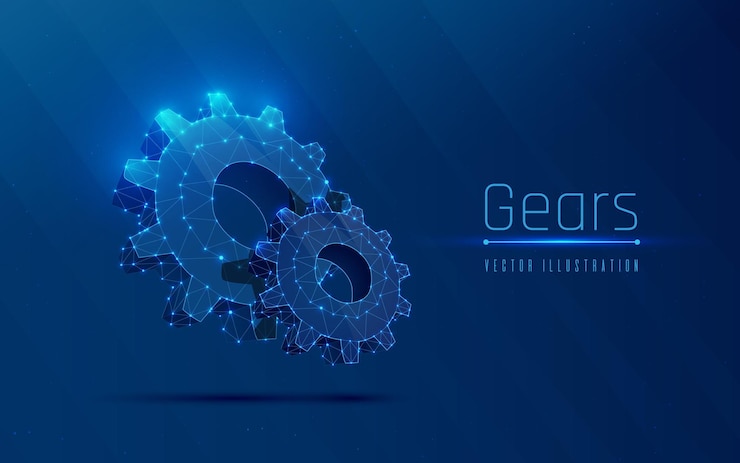Vector two gears symbol of mechanical engineering