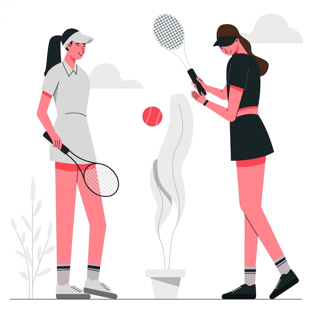 Two girl playing tennis ball at outdoor