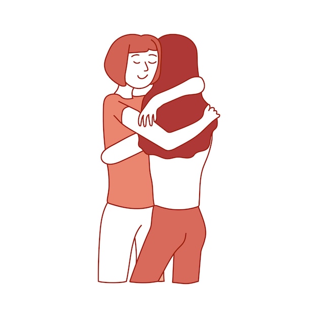 Two girls are hugging