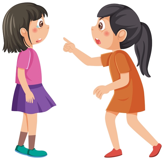 Two girls arguing cartoon character