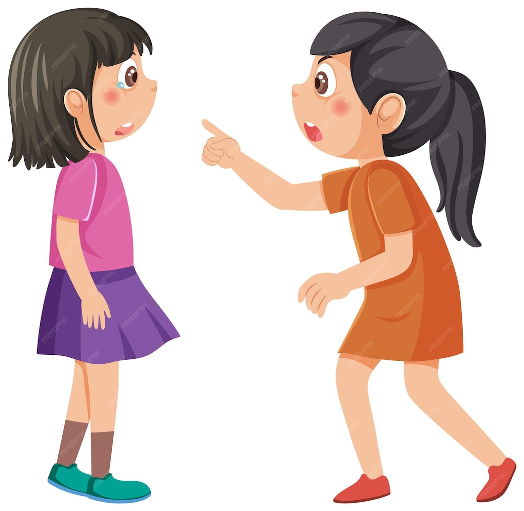 Premium Vector Two girls arguing cartoon character