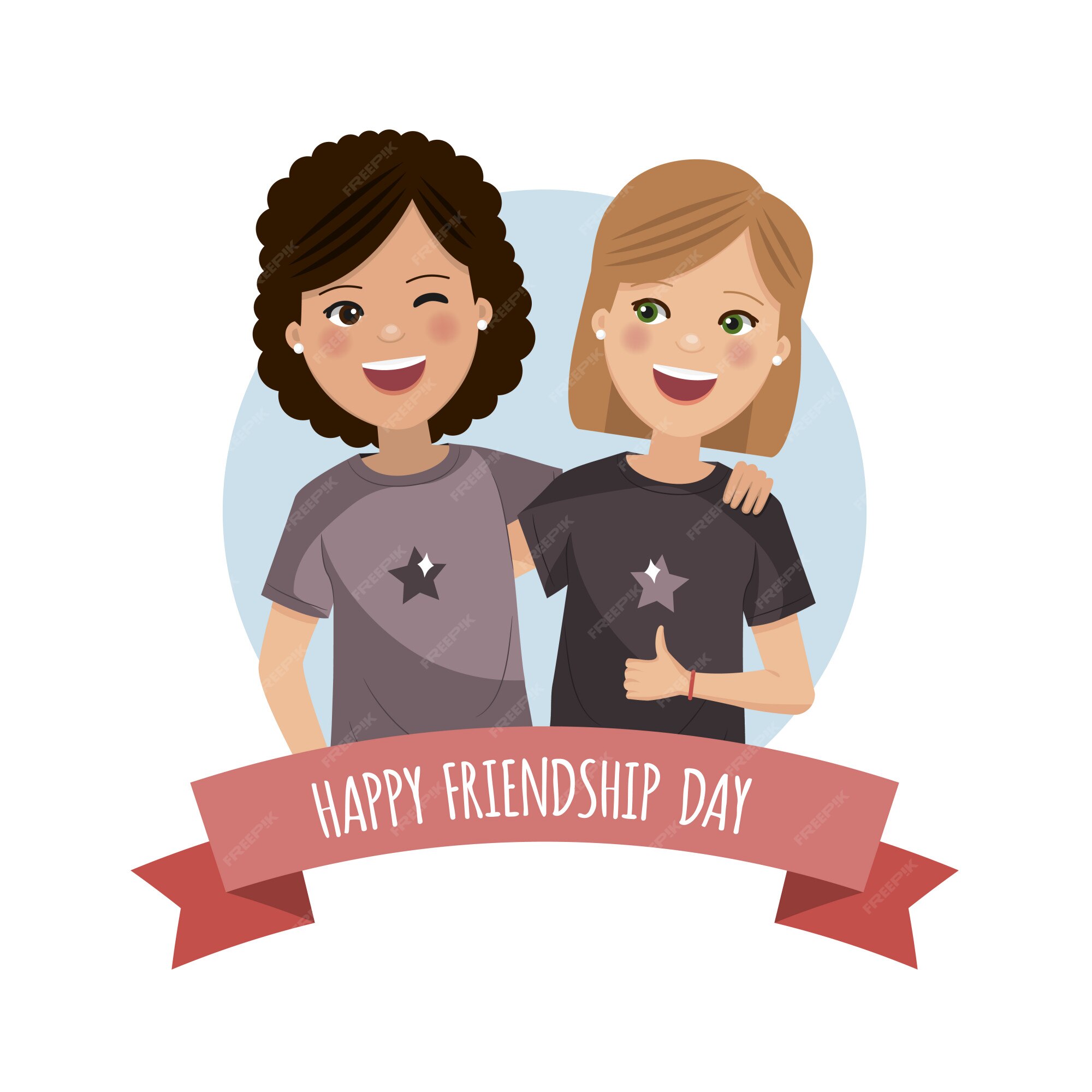 Premium Vector | Two girls on the friendship day. united friends forever.