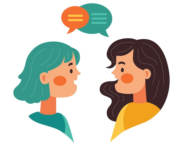Two girls meet and talk friendly gatherings of women