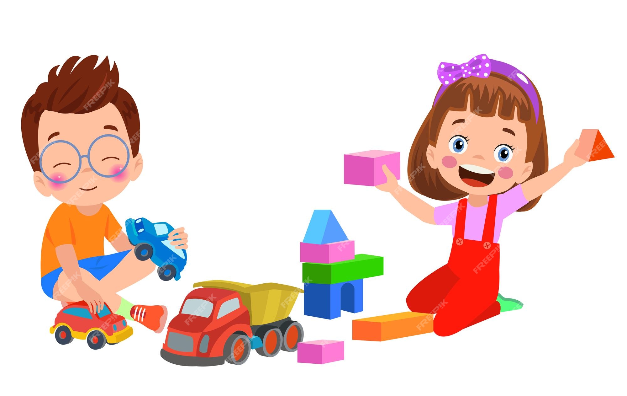 Kids playing with toys Royalty Free Vector Image