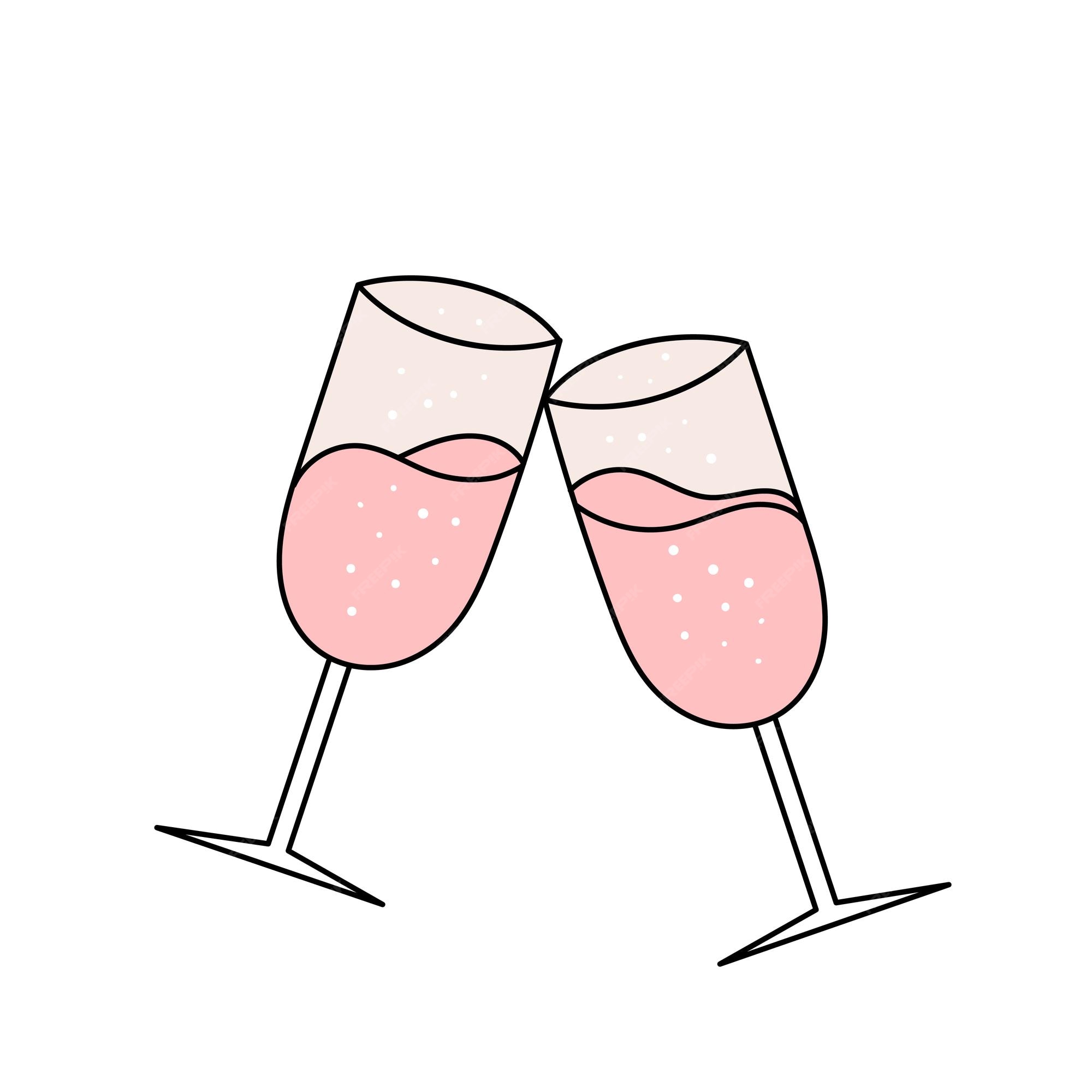 Premium Vector | Two glasses of champagne, sparkling wine. simple ...