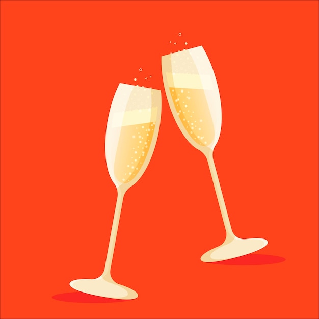 Vector two glasses of champagne vector