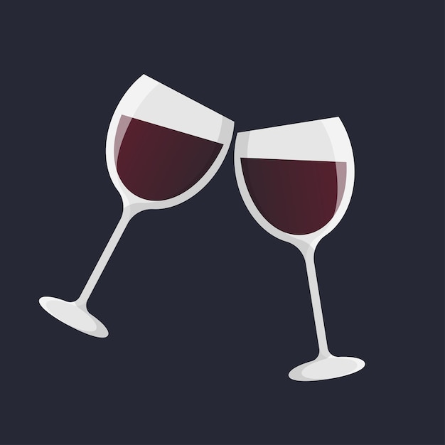 Two glasses of red wine vector illustration vector logo icon or signisolated vector