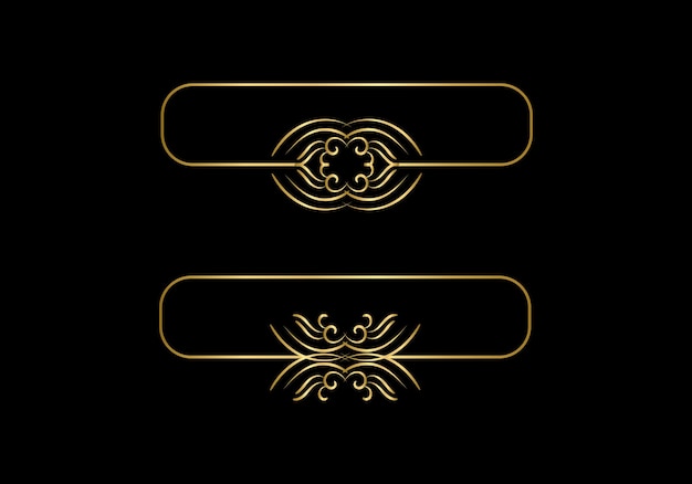 Two gold frames on a black background.