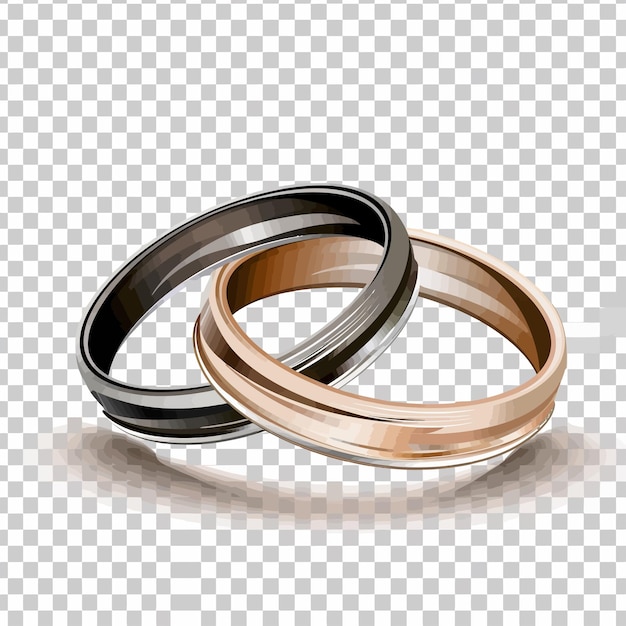 Vector two gold wedding rings on a white background