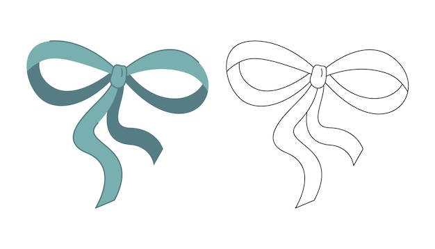 Vector two hair bows colored black and white doodle vector illustration