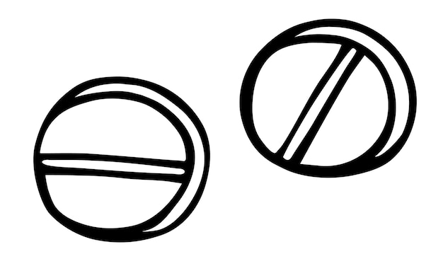 Две рисованные таблетки в стиле каракулей