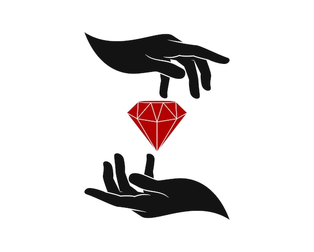 Vector two hand with diamond inside