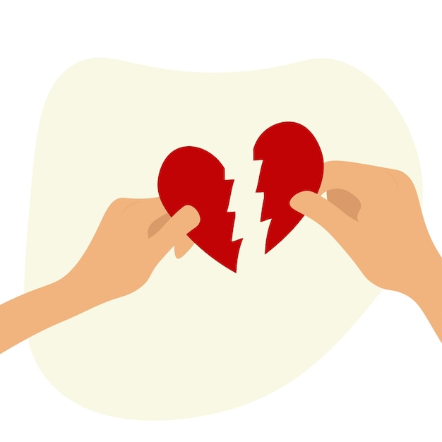 Two hands connect the pieces of the heart save the relationship vector illustration