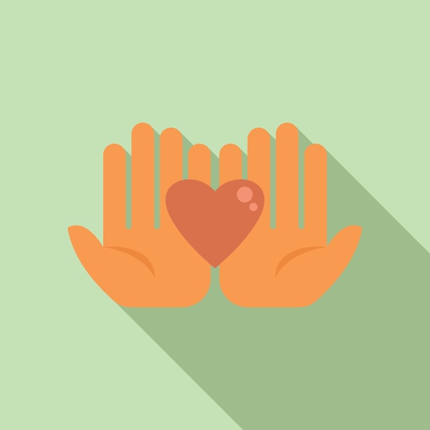 Vector two hands gently holding a red heart symbol of love and care