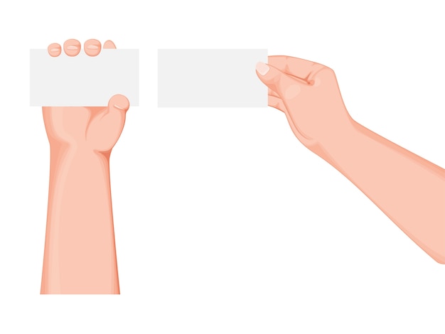 Vector two hands holding a card or empty paper