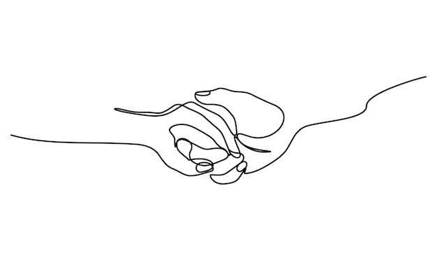 Две руки держат непрерывную линию рисования в стиле минимализма