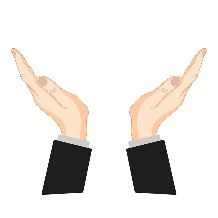 Vector two hands holding something hand gesture flat vector illustration