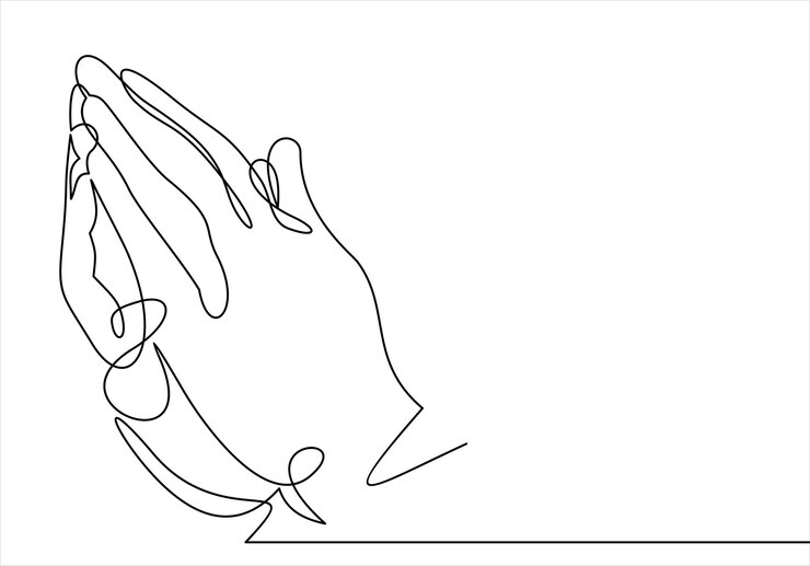 Vector two hands pressed together in prayer position. action for prayer, gratitude