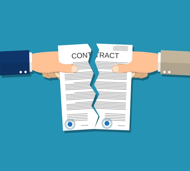 Two hands torn in half contract document