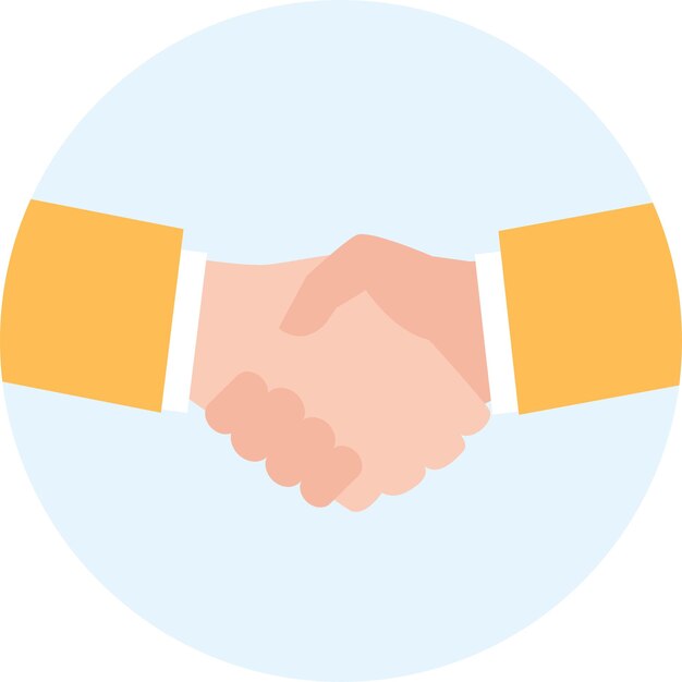 2人の握手は円形で1人は他の1人と握手しています
