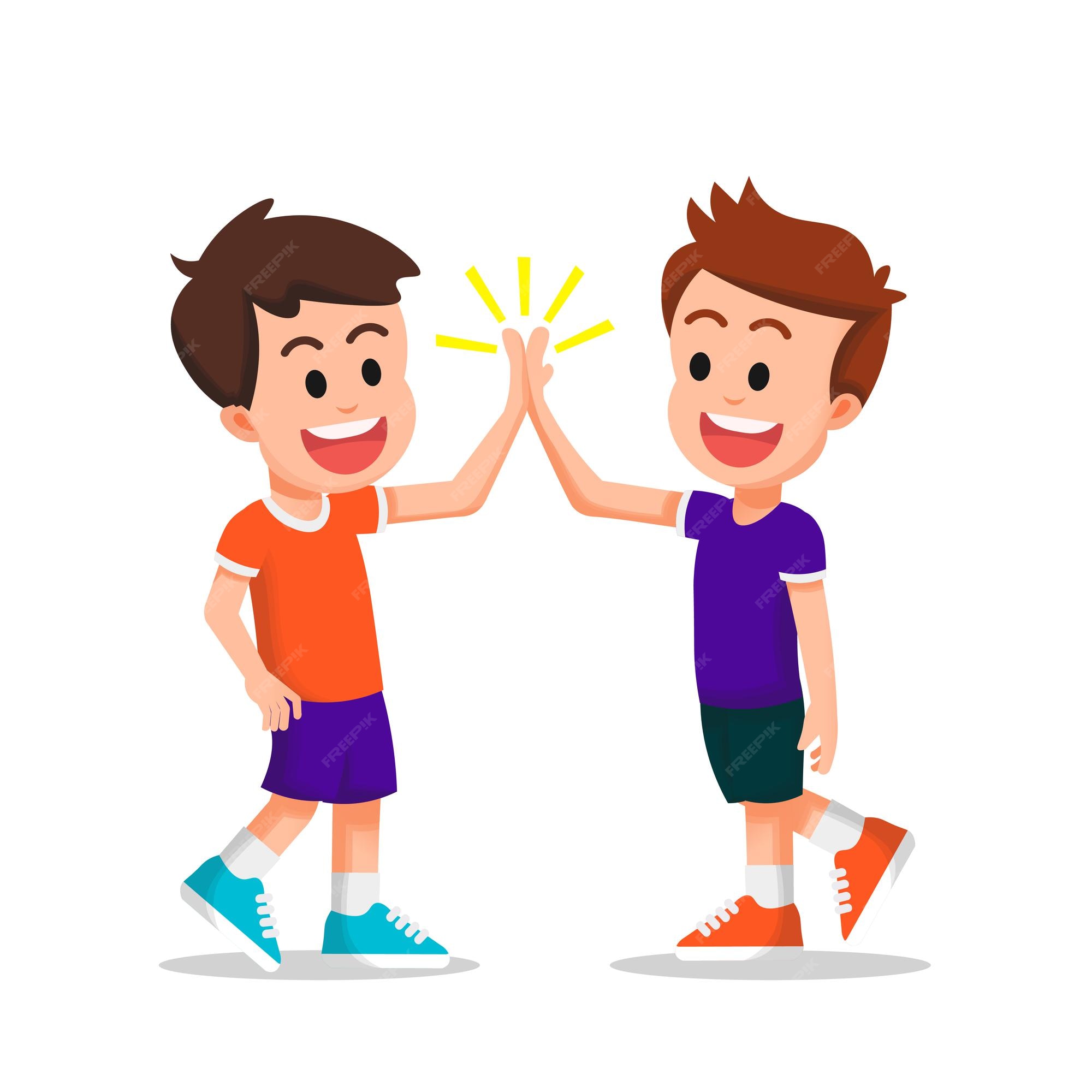 Premium Vector Two Happy Kids Do A High Five Together