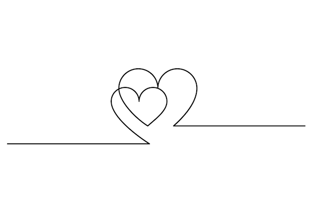 Two hearts continuous line drawing minimalism