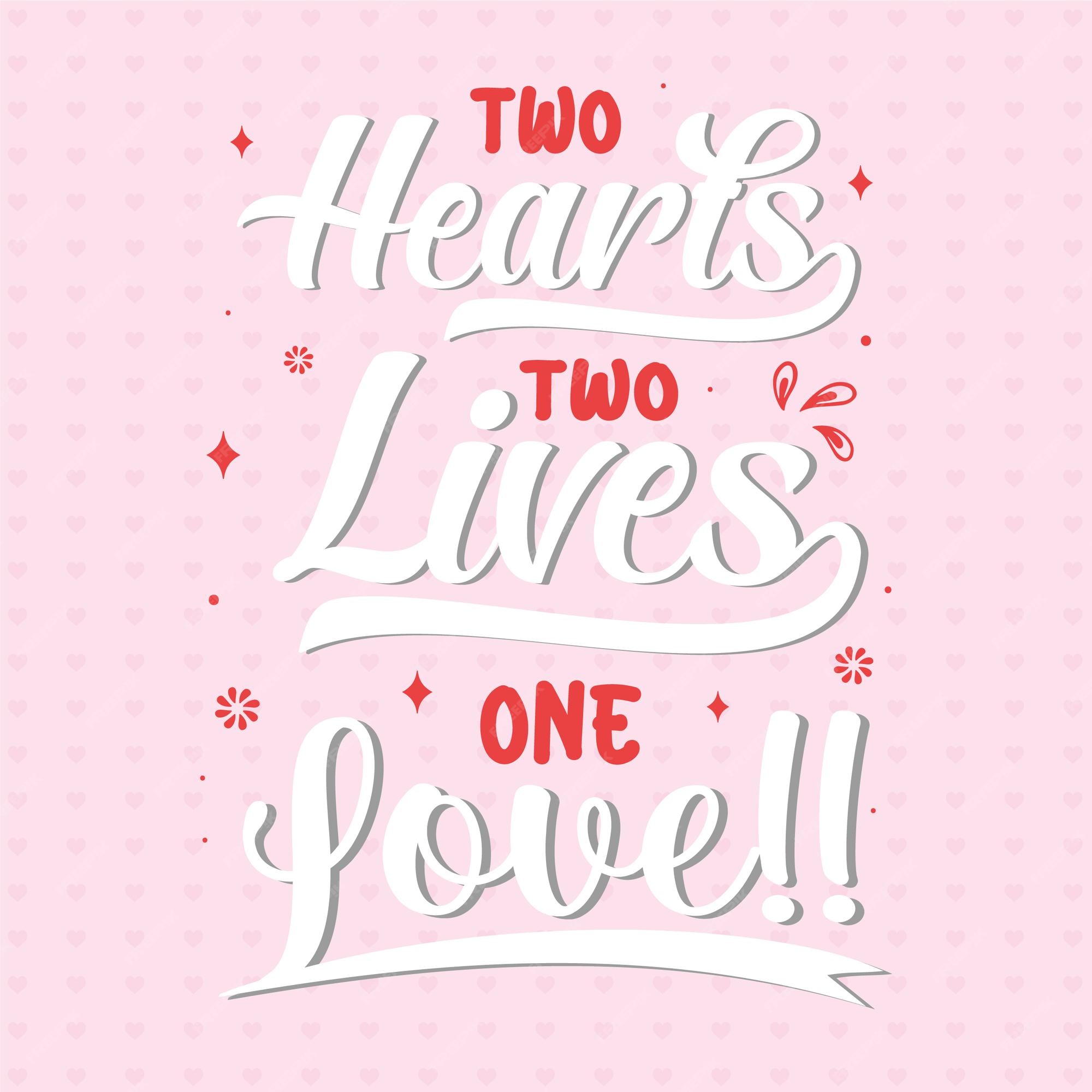 Premium Vector Two hearts one love sweet valentine message