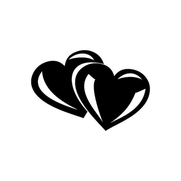 Two hearts simple icon isolated on a white background