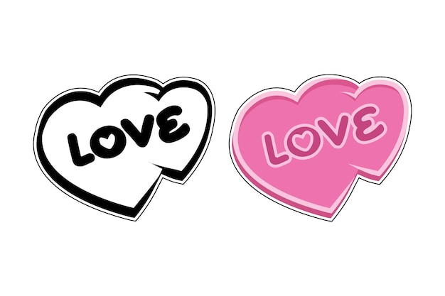 Vector two hearts with the word love on them