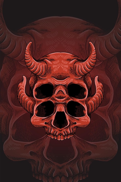 Two horned skulls vector illustration