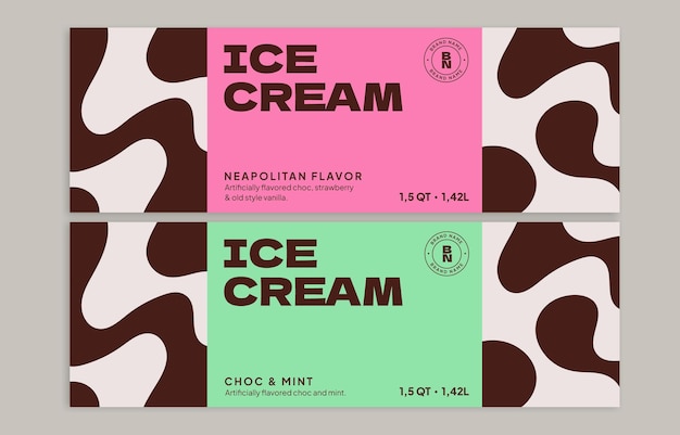 Two ice cream bars are shown with different colors and one has a chocolate texture