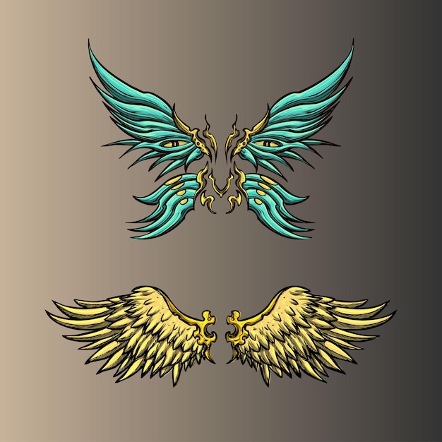 two large elagant glowing vector wings