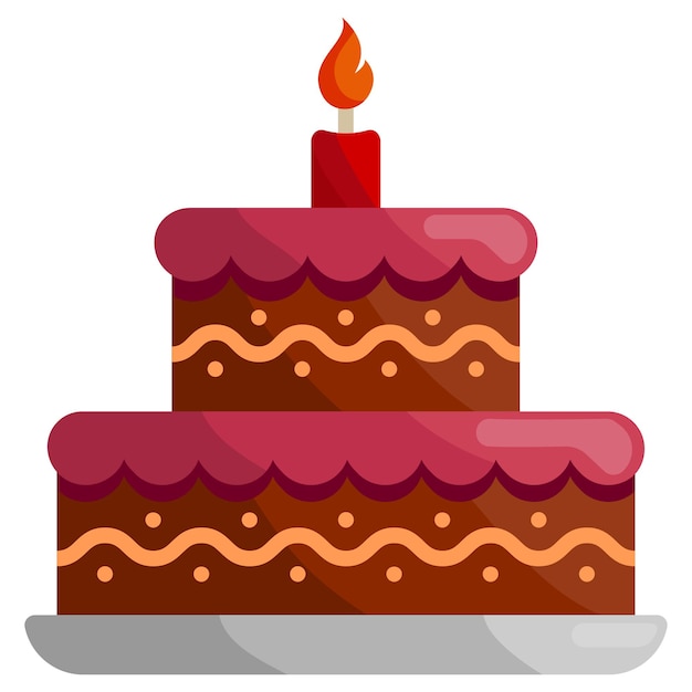 Two layers birthday cake concept double story wedding dessert with candle vector icon design bakery