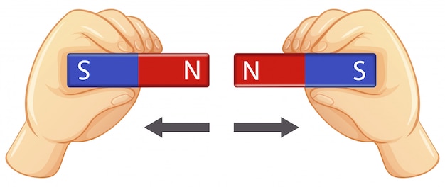 ベクトル 人間の手の2つの磁石