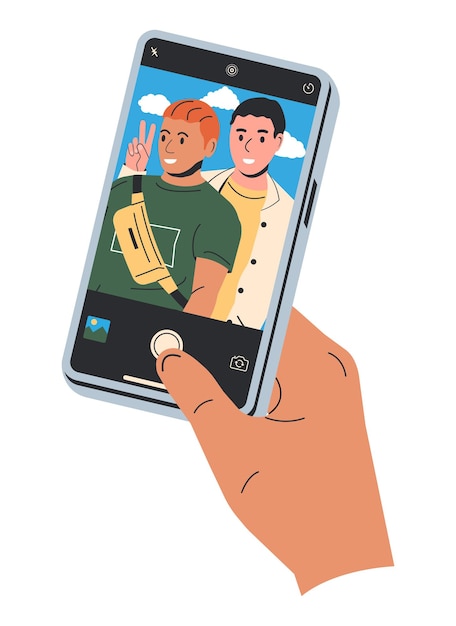 two man taking selfie photo