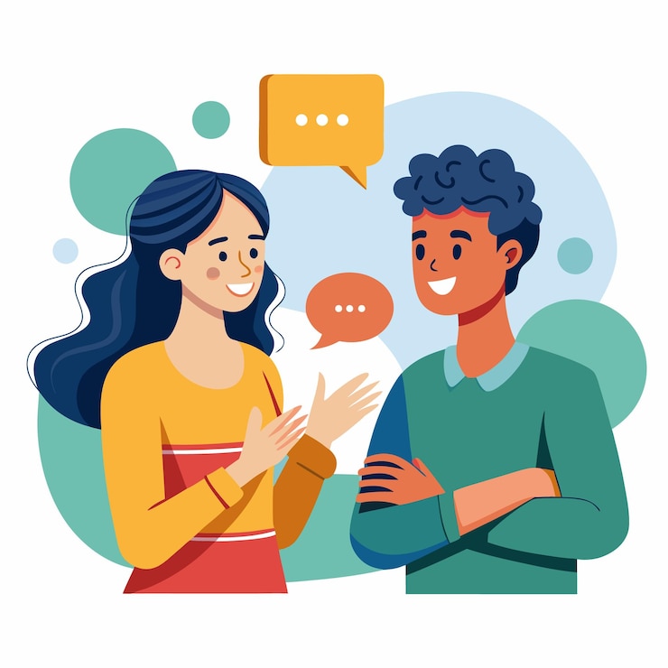Vector two man talking meeting of friends or colleagues vector illustration