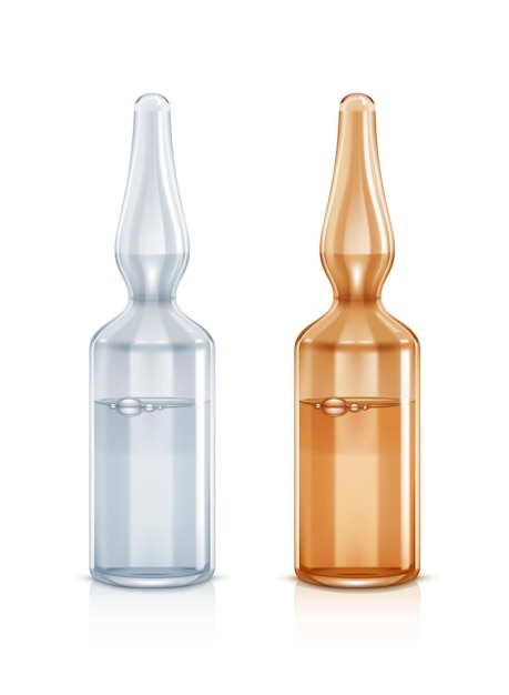 Two medical glass ampoules