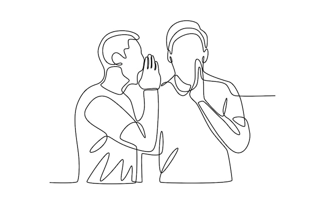 Vector two men are whispering gossip oneline drawning