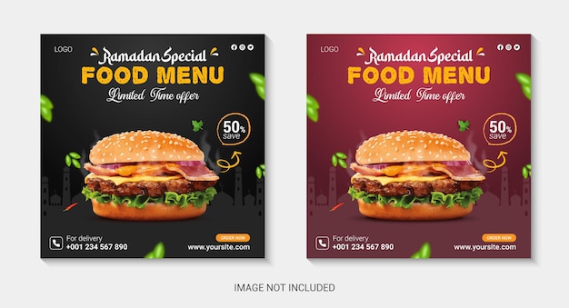 Two menus for a fast food restaurant