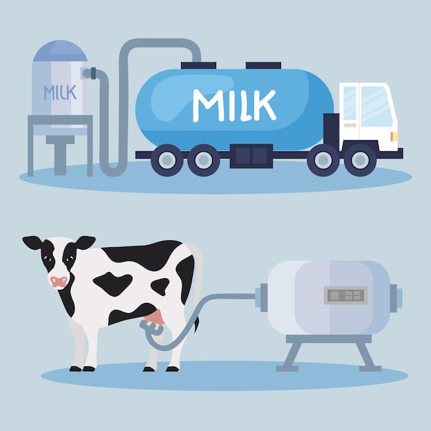 Vector two milk production icons